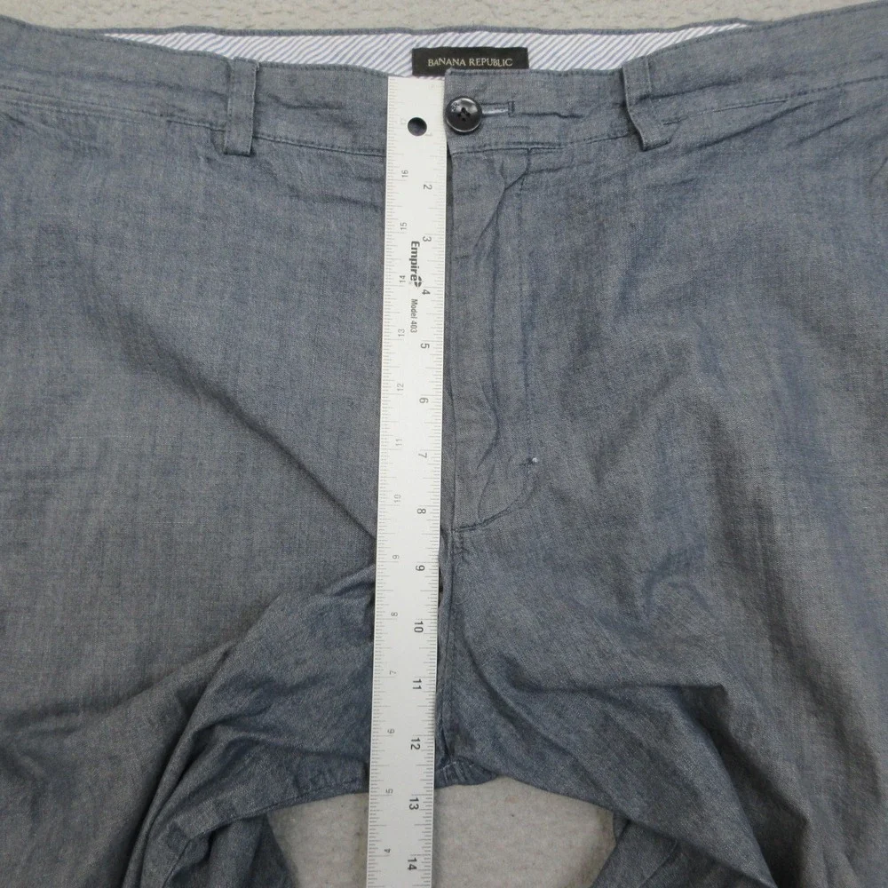 Banana Republic Chambray Chino Shorts Mens 38x10 Blue Cotton Casual Coastal Prep